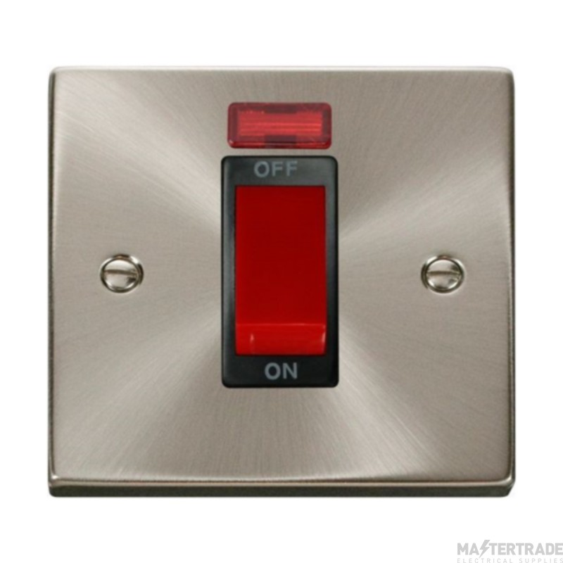 Click Deco VPSC201BK 45A 1 Gang DP Plate Switch With Neon Satin Chrome