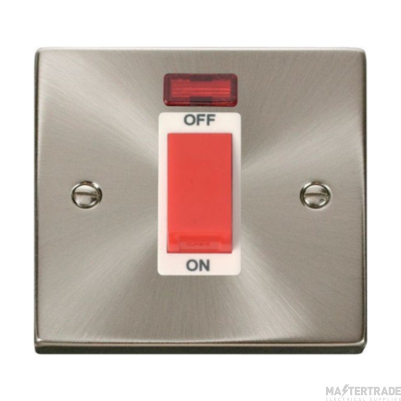 Click Deco VPSC201WH 45A 1 Gang DP Plate Switch With Neon Satin Chrome