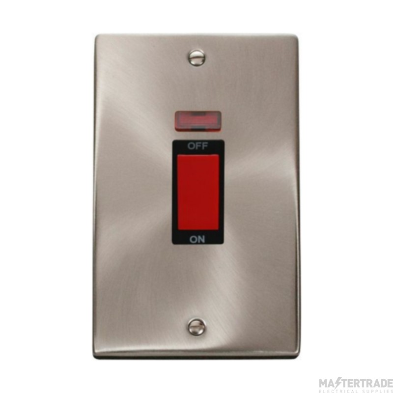 Click Deco VPSC203BK 45A 2 Gang (Vertical) DP Plate Switch With Neon Satin Chrome