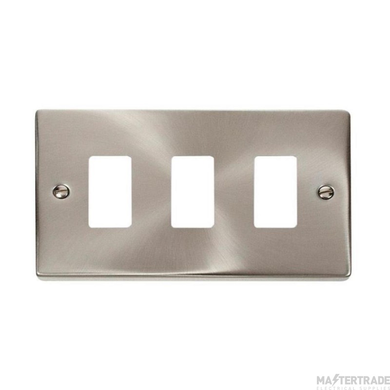 Click Deco VPSC20403 3 Gang GridPro Frontplate Satin Chrome