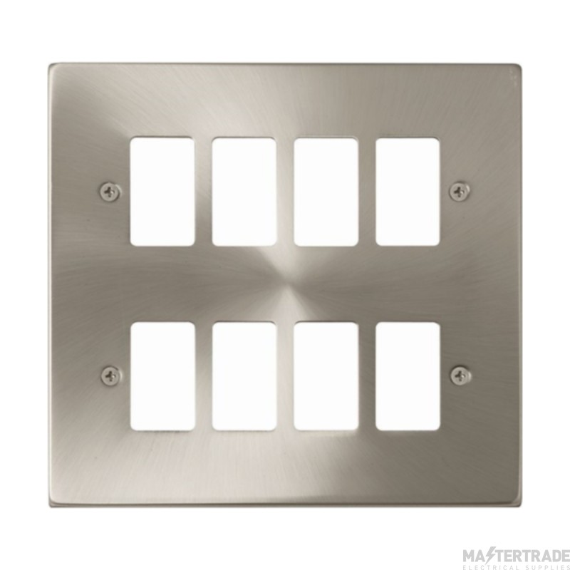 Click Deco VPSC20508 8 Gang GridPro Frontplate Satin Chrome