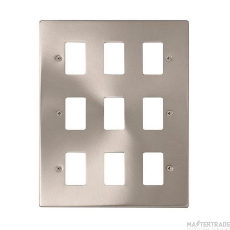 Click Deco VPSC20509 9 Gang GridPro Frontplate Satin Chrome