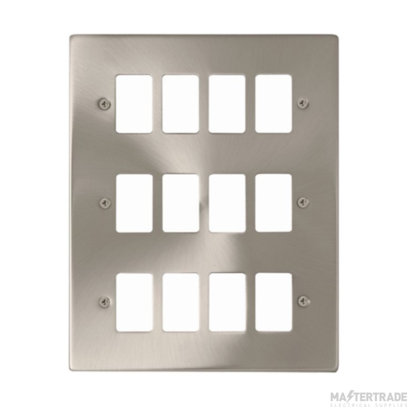 Click Deco VPSC20512 12 Gang GridPro Frontplate Satin Chrome