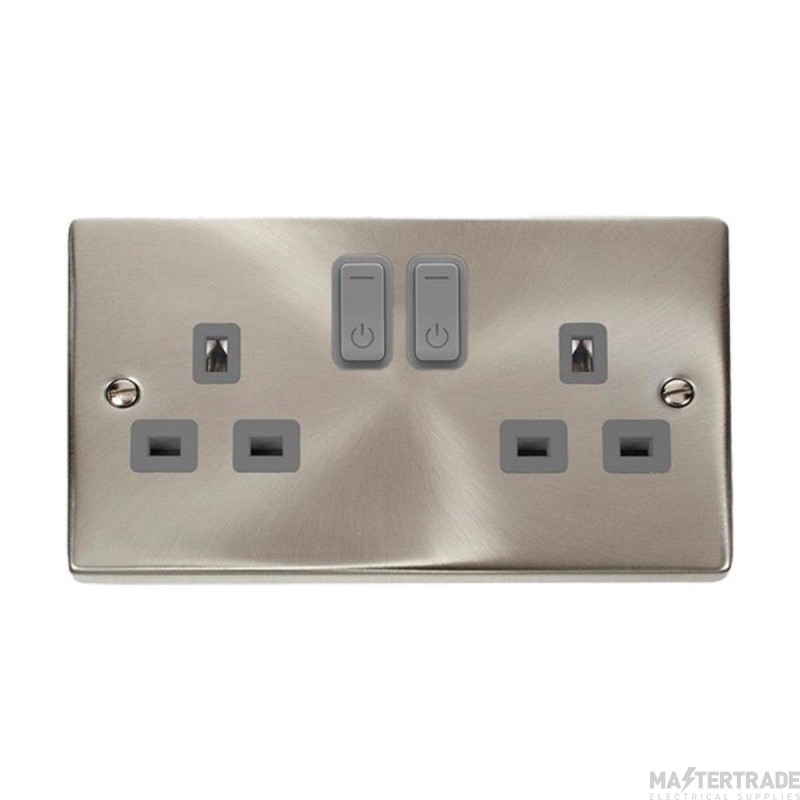 Click Deco VPSC30536GY 13A 2 Gang Zigbee Smart Switched Socket Outlet Satin Chrome