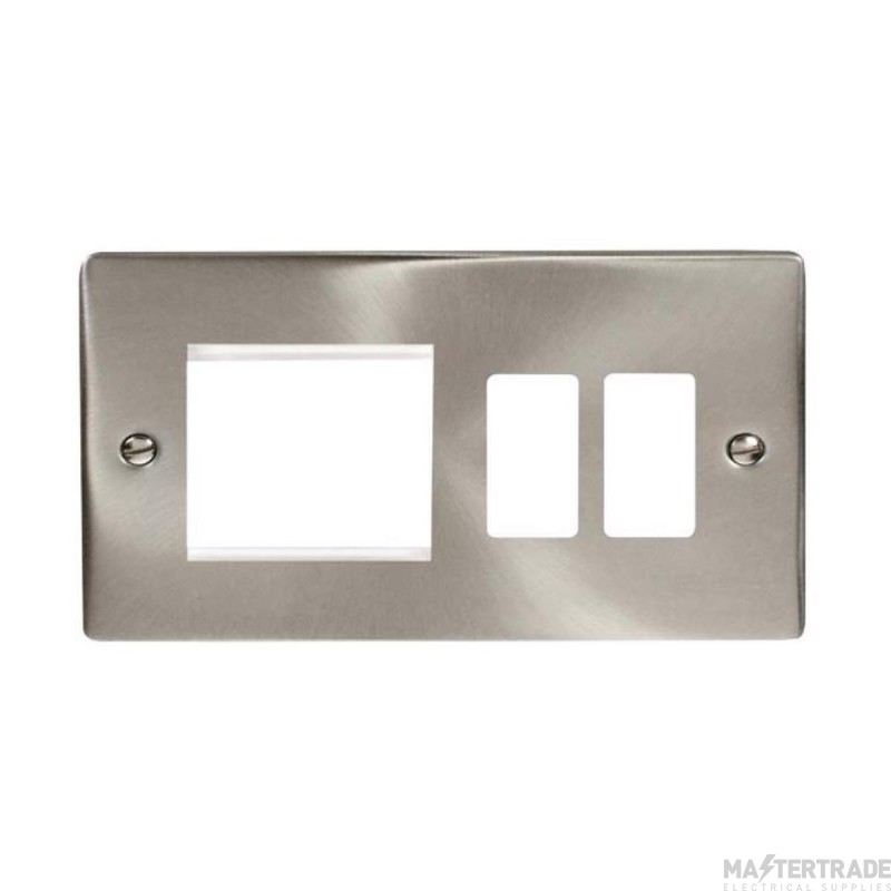 Click Deco VPSC31102 2 Gang GridPro With Twin New Media Aperture Combination Plate Satin Chrome