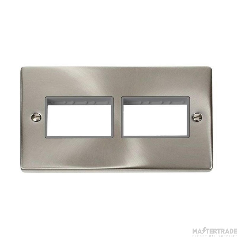 Click Deco VPSC406GY 2 Gang MiniGrid Unfurnished Plate - 2 x 3 Apertures Satin Chrome