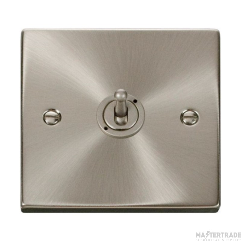 Click Deco VPSC421 10AX 1 Gang 2 Way Toggle Plate Switch Satin Chrome