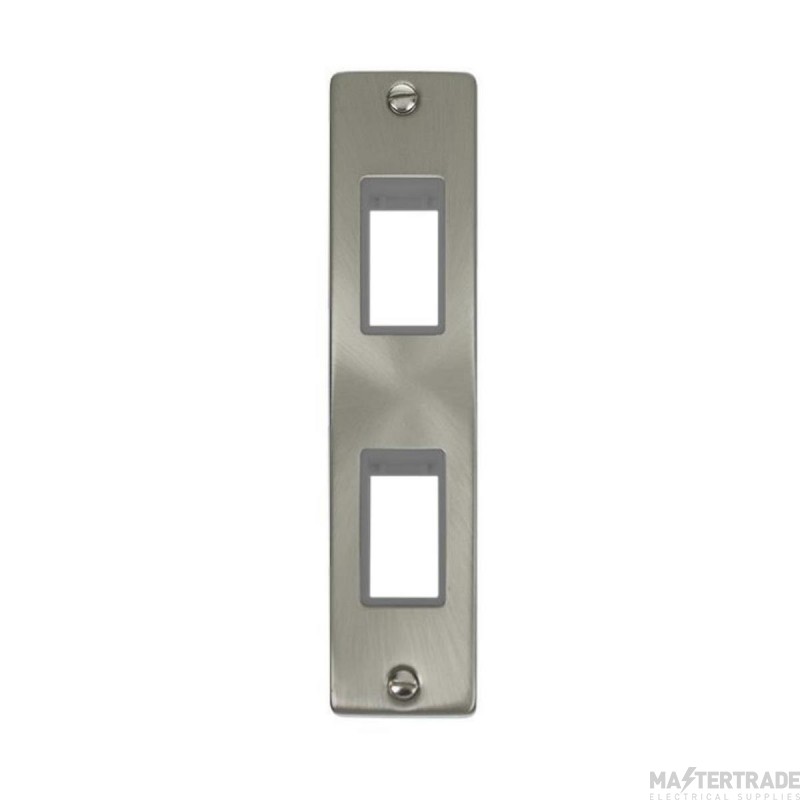 Click Deco VPSC472GY 2 Gang MiniGrid Unfurnished Architrave Plate - 2 Apertures Satin Chrome