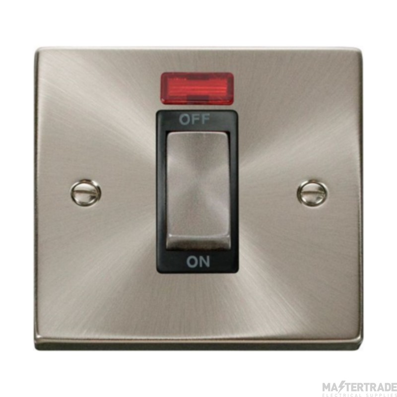 Click Deco VPSC501BK 45A 1 Gang DP Plate Switch With Neon Satin Chrome