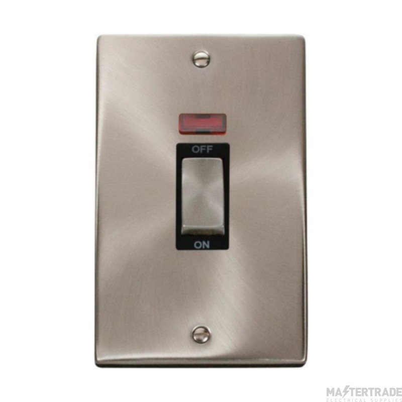Click Deco VPSC503BK 45A 2 Gang (Vertical) DP Plate Switch With Neon Satin Chrome