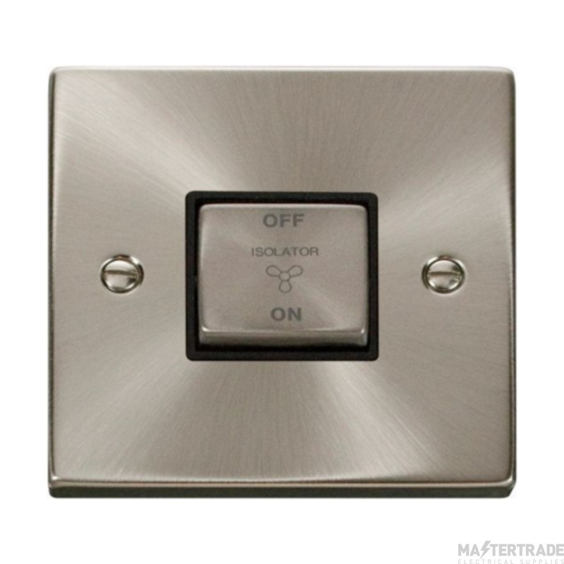 Click Deco VPSC520BK 10A 3 Pole Fan Isolation Plate Switch Satin Chrome