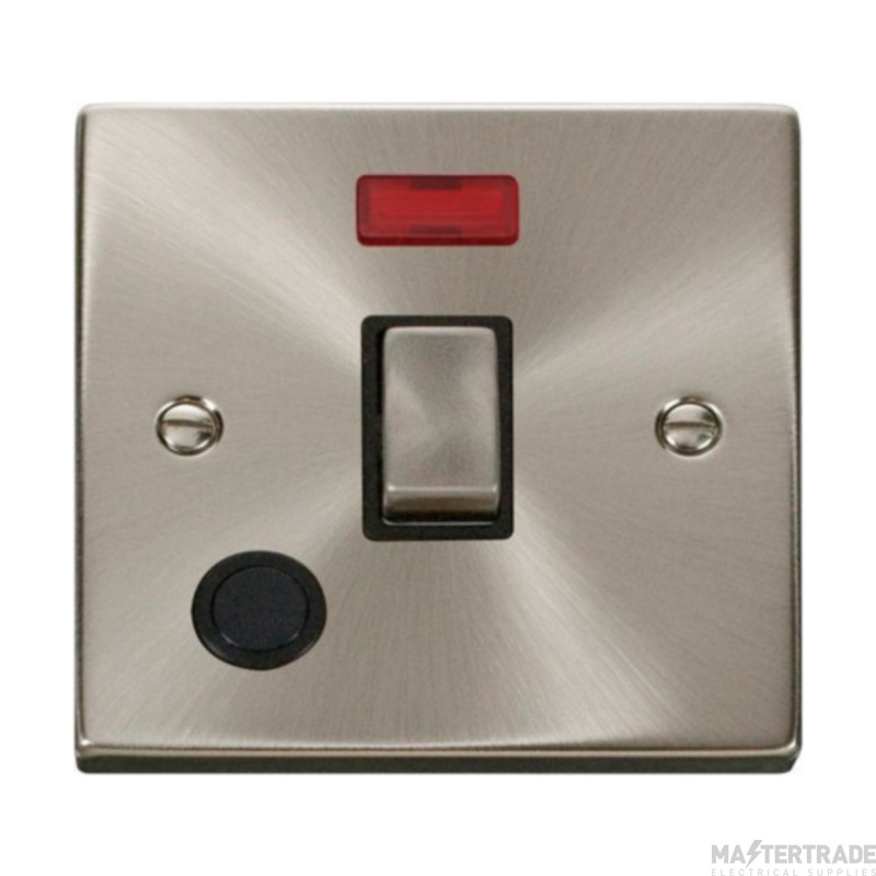Click Deco VPSC523BK 20A DP Plate Switch With Optional Flex Outlet With Neon Satin Chrome