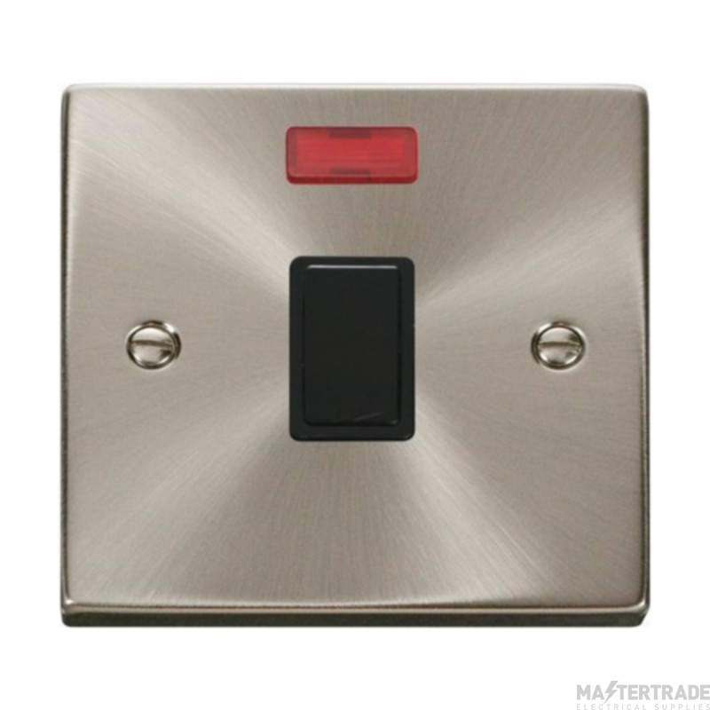 Click Deco VPSC623BK 20A DP Plate Switch With Neon Satin Chrome