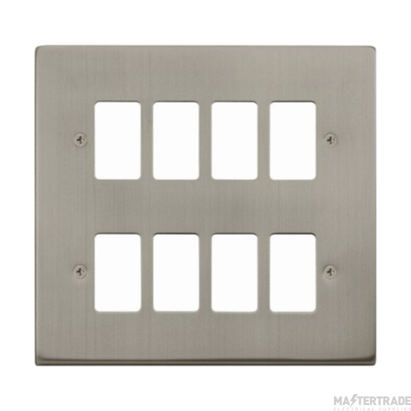 Click Deco VPSS20508 8 Gang GridPro Frontplate Stainless Steel