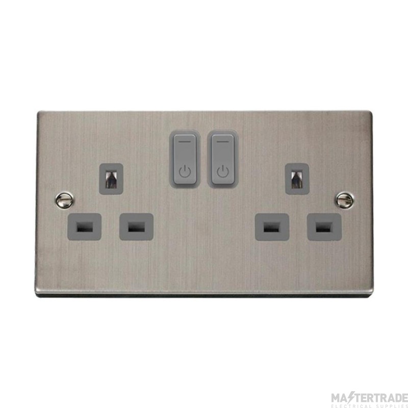 Click Deco VPSS30536GY 13A 2 Gang Zigbee Smart Switched Socket Outlet Stainless Steel