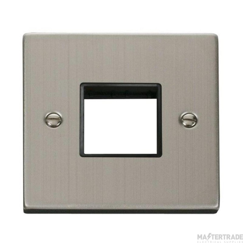 Click Deco VPSS402BK 1 Gang MiniGrid Unfurnished Plate - 2 Apertures Stainless Steel