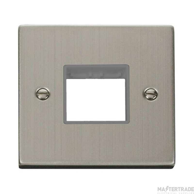 Click Deco VPSS402GY 1 Gang MiniGrid Unfurnished Plate - 2 Apertures Stainless Steel