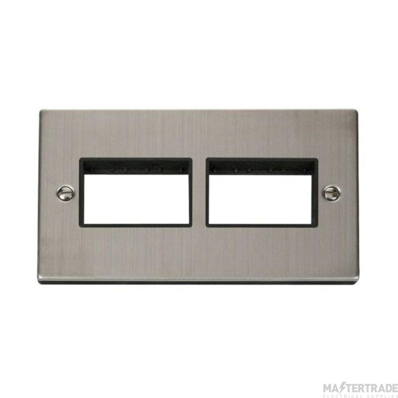 Click Deco VPSS406BK 2 Gang MiniGrid Unfurnished Plate - 2 x 3 Apertures Stainless Steel