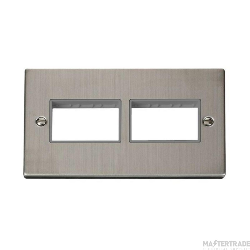 Click Deco VPSS406GY 2 Gang MiniGrid Unfurnished Plate - 2 x 3 Apertures Stainless Steel