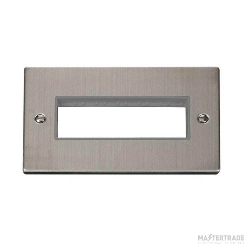 Click Deco VPSS426GY 2 Gang MiniGrid Unfurnished Plate - 6 In-Line Apertures Stainless Steel