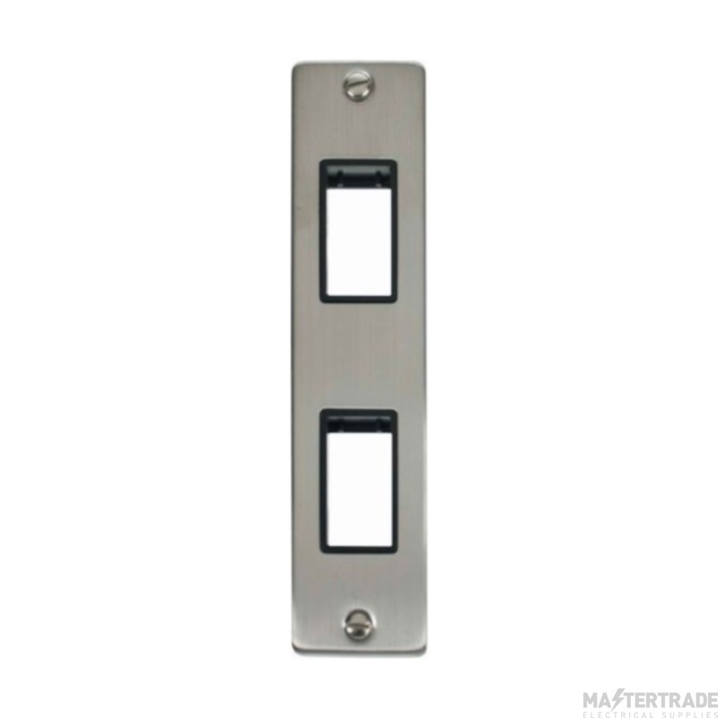 Click Deco VPSS472BK 2 Gang MiniGrid Unfurnished Architrave Plate - 2 Apertures Stainless Steel