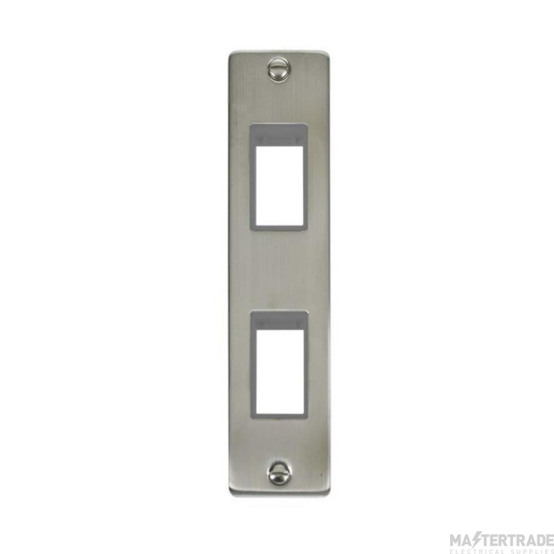 Click Deco VPSS472GY 2 Gang MiniGrid Unfurnished Architrave Plate - 2 Apertures Stainless Steel