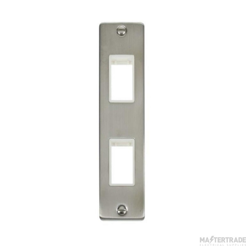 Click Deco VPSS472WH 2 Gang MiniGrid Unfurnished Architrave Plate - 2 Apertures Stainless Steel