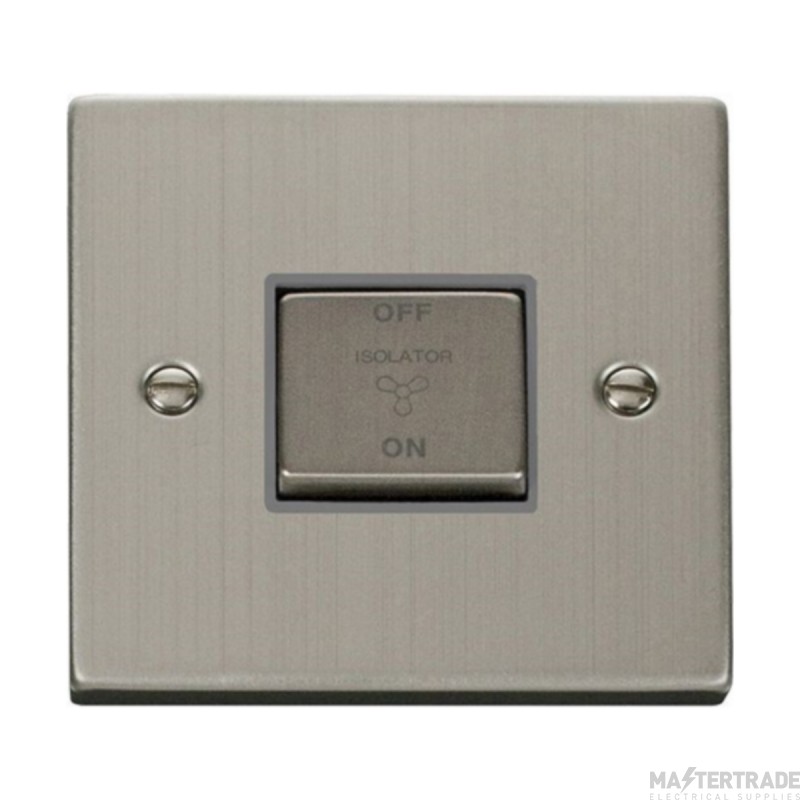 Click Deco VPSS520GY 10A 3 Pole Fan Isolation Plate Switch Stainless Steel