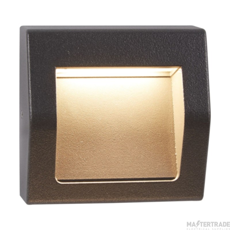 Searchlight Ankle Square Recessed Outdoor Wall Light With Curved Front In Grey-Length: 90mm