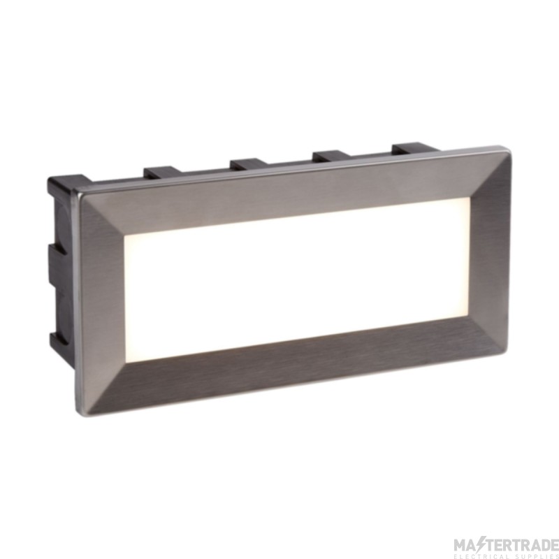 Searchlight Ankle Rectangular Recessed Outdoor Wall Light In Stainless Steel Length: 205mm