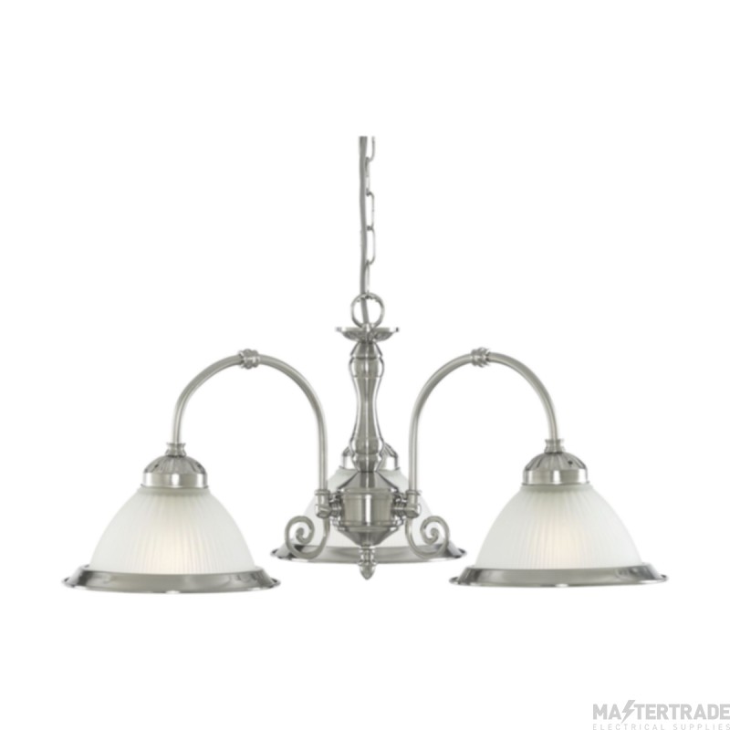 Searchlight American Diner Satin Silver 3 Light Ceiling Fitting In
