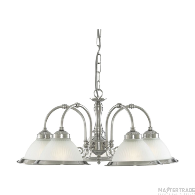 Searchlight American Diner 5 Light Ceiling Pendant In Satin Silver