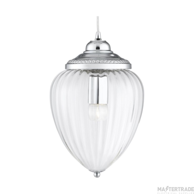 Searchlight Lantern 1 Light E27 c/w Ribbed Clear Glass 60W 33x22cm Chrome