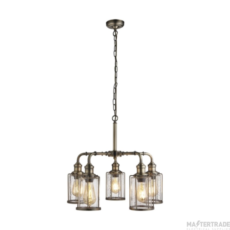Searchlight Pipes 5 Light Ceiling Pendant In Antique Brass
