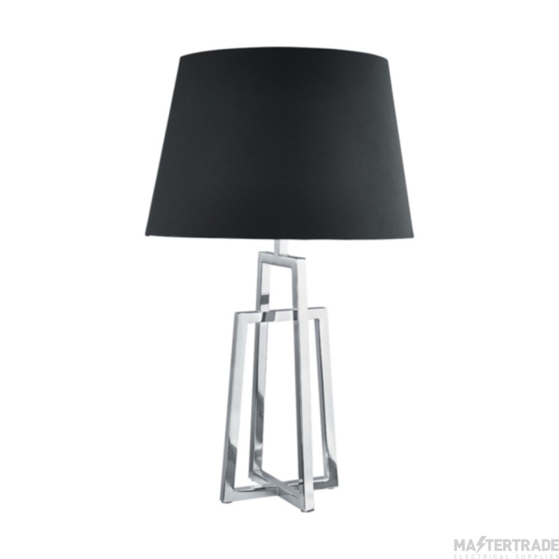 Searchlight York Table Lamp Crossed Frame, Chrome, Black Tapered Shade