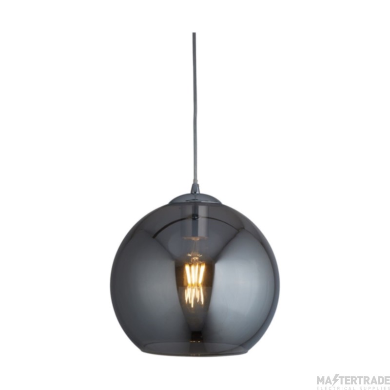 Searchlight Balls One Light Celing Pendant In Chrome And Smoked Glass Width: 300mm