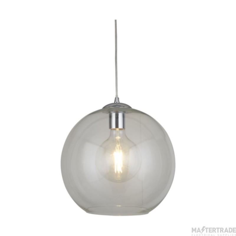Searchlight Balls One Light Ceiling Pendant In Chrome And Clear Glass Width: 360mm
