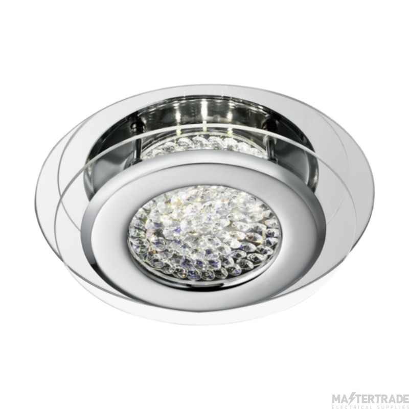Searchlight Vesta Crystal And Polished Chrome Ring LED Flush Ceiling Light Dia: 280mm