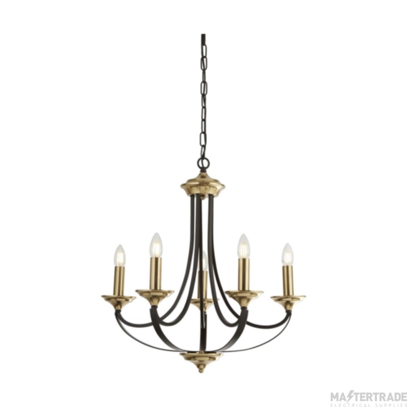 Searchlight Belfry 5 Light Ceiling Pendant In Bronze And Brown