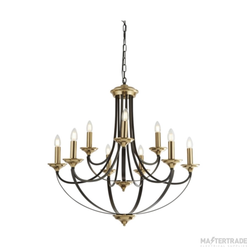Searchlight Belfry 9 Light Ceiling Pendant In Bronze And Brown