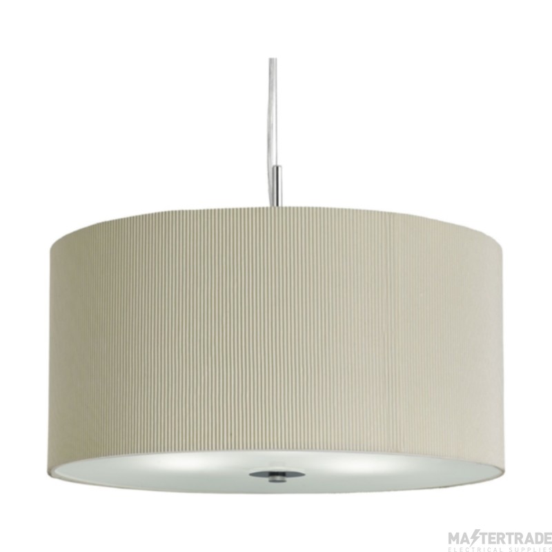 Searchlight Drum Pleat 3 Light Ceiling Pendant In Chrome With Cream Shade Dia: 600mm