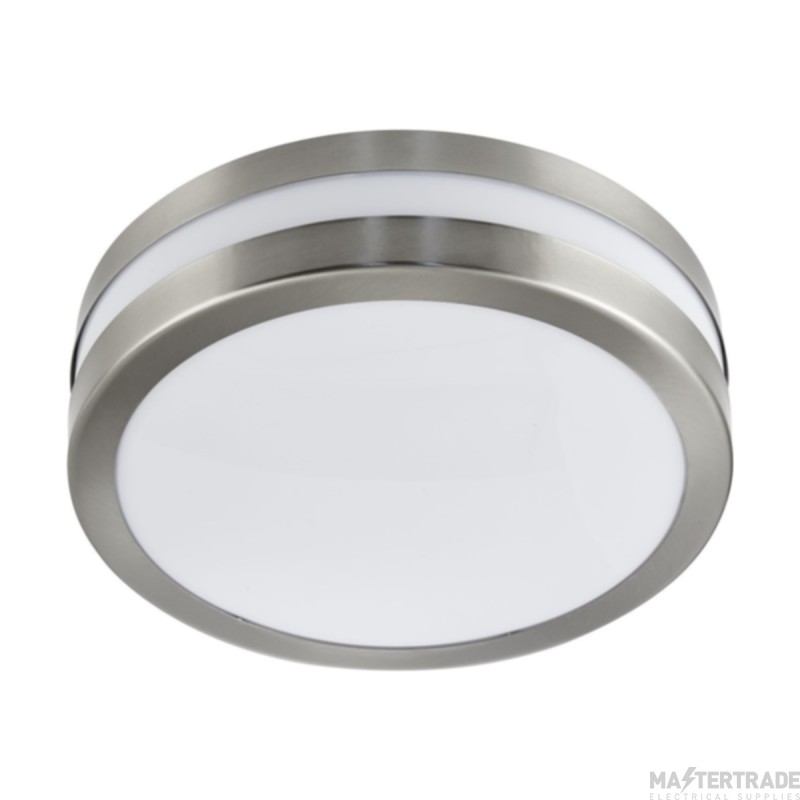 Searchlight Flush Round Outdoor Ceiling Light In Stainless Steel With Polycarbonate Diffuser