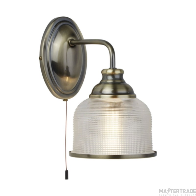 Searchlight Bistro II One Light Wall In Antique Brass With Glass Shades
