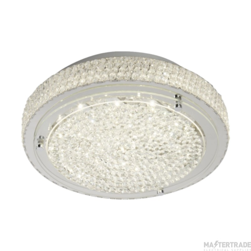 Searchlight Vesta LED Flush Ceiling Light In Chrome With Crystal Center Decoration Dia:300mm