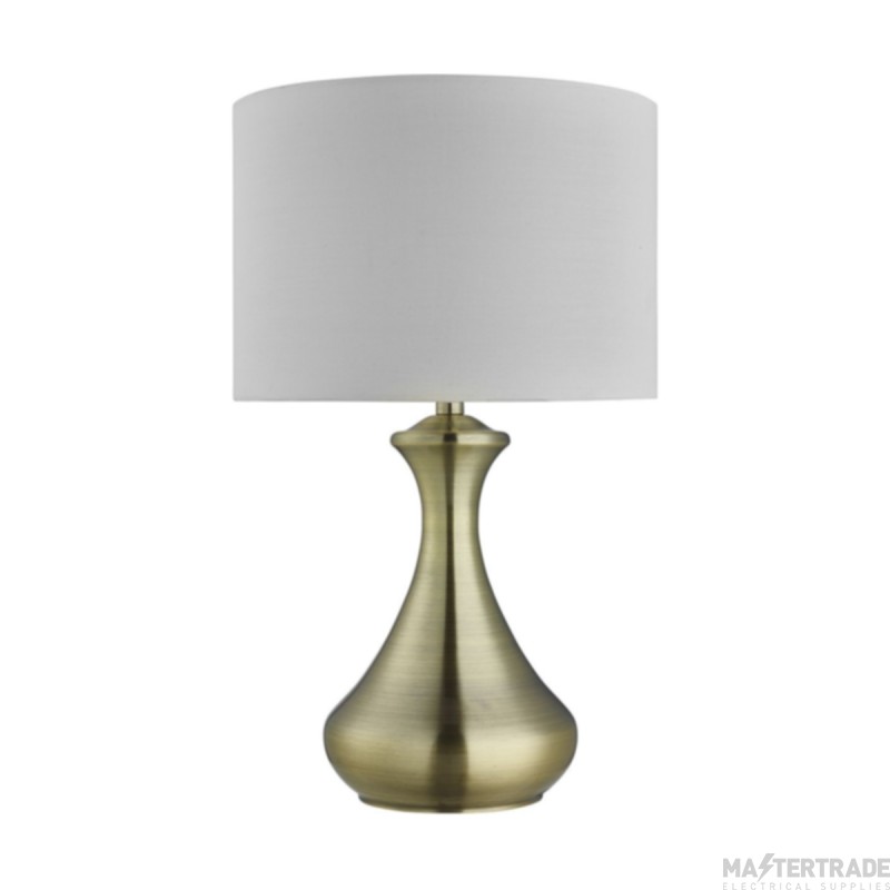 Searchlight Touch Lamp Antique Brass , Cream Shade