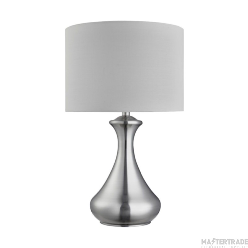 Searchlight Touch Lamp Satin Silver, White Shade
