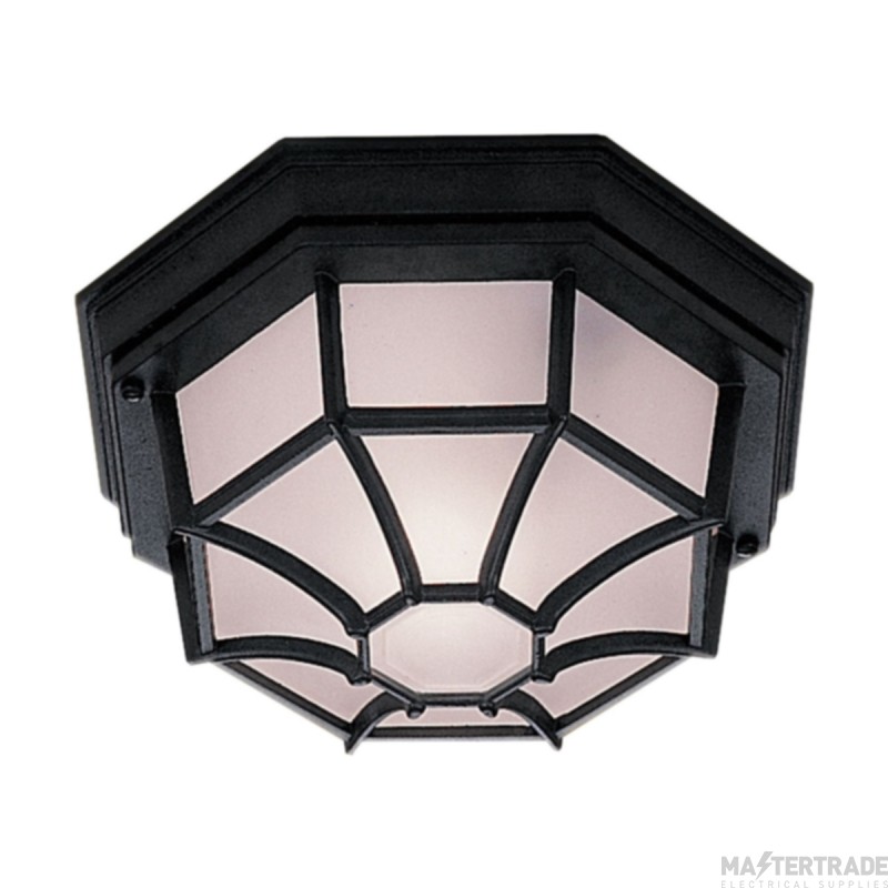 Searchlight Outdoor Hexagonal Flush Ceiling Light In Black