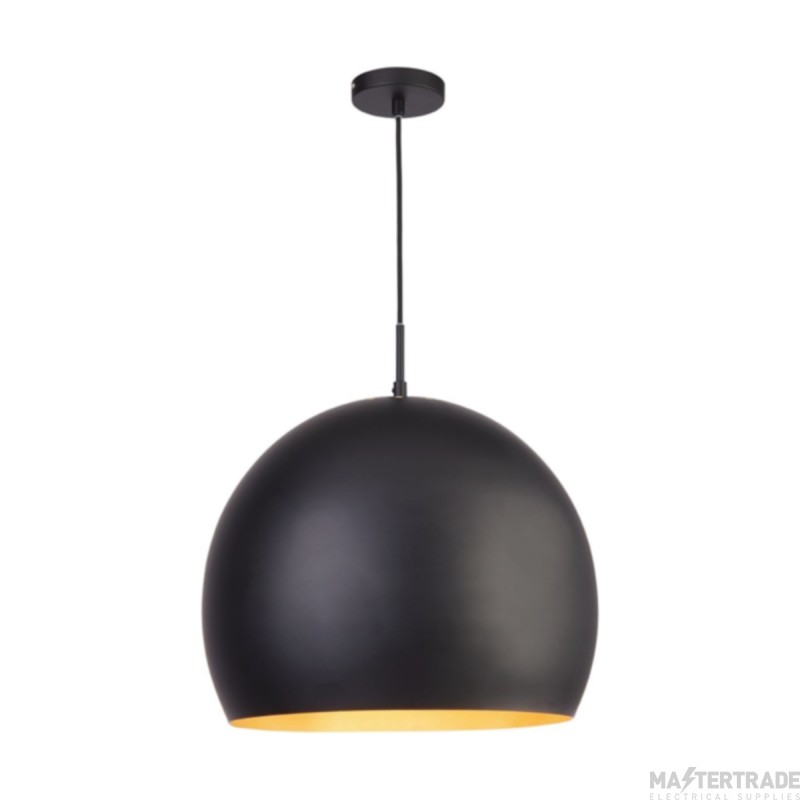 Searchlight Industrial Pendant 1 Light Ceiling In Black And Gold Dia: 420mm