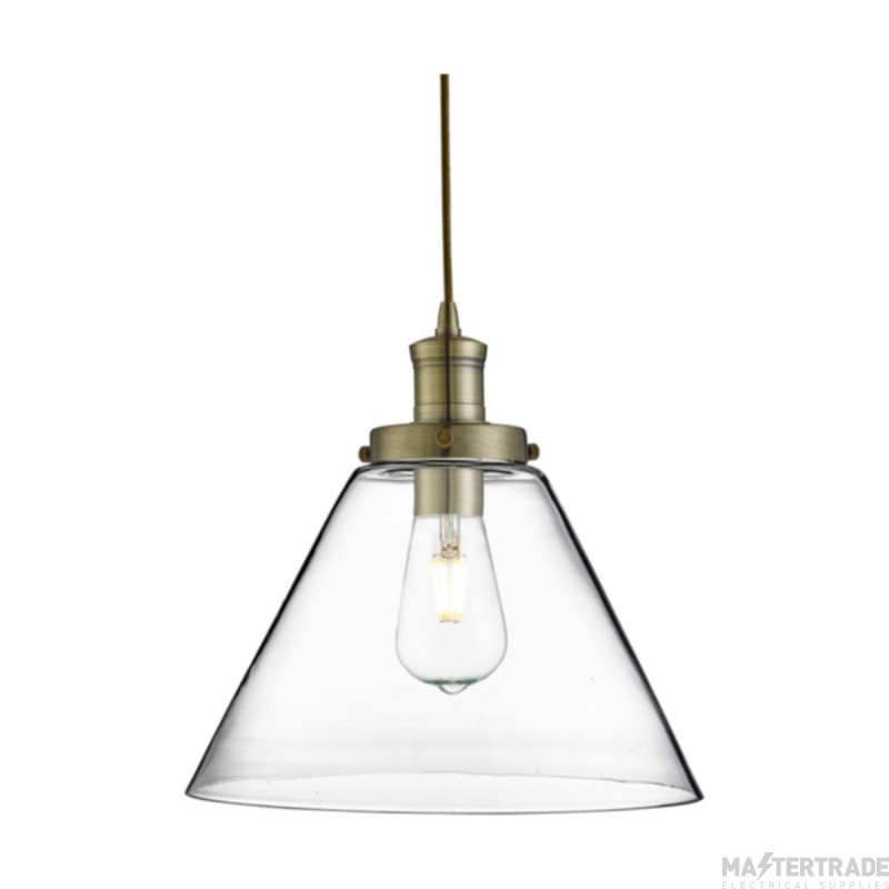 Searchlight Pyramid 1 Light Ceiling In Antique Brass With Clear Glass