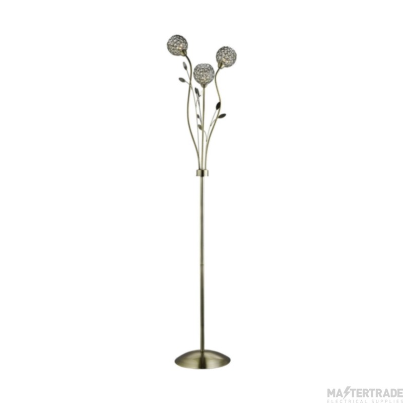 Searchlight Bellis II Antique Brass/Glass 3 Light Flower Floor Lamp